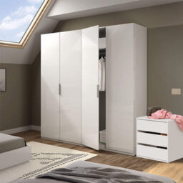 Direct Furniture Suppliers Ltd Max 4 Door Wardrobe 180Cm Wide In White + Arc Internal 3 Drawer Chest Bundle - thumbnail 1