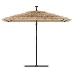 Berkfield Garden Parasol With Steel Pole Brown 269X269X235 Cm - thumbnail 3