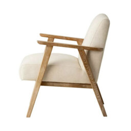 Xample Gallery Neyland Natural Linen Armchair - Mid-Century Beige Accent Chair With Solid Wood Frame & Soft Foam Cushioning - thumbnail 6