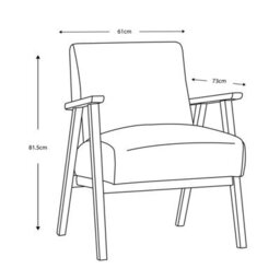Xample Gallery Neyland Natural Linen Armchair - Mid-Century Beige Accent Chair With Solid Wood Frame & Soft Foam Cushioning - thumbnail 2