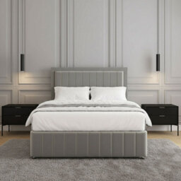 REGIONAL FURNISHINGS Silver Plush Velvet Divan Bed Upholstered 24Inch Headboard & Footboard 2Drawers Footend & No Mattress In 4Ft 4Ft6 5Ft 6Ft Sizes - thumbnail 3