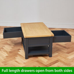 The Furniture Market Cotswold Charcoal Grey Painted 2 Drawer Coffee Table - thumbnail 5
