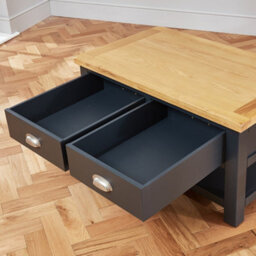 The Furniture Market Cotswold Charcoal Grey Painted 2 Drawer Coffee Table - thumbnail 6