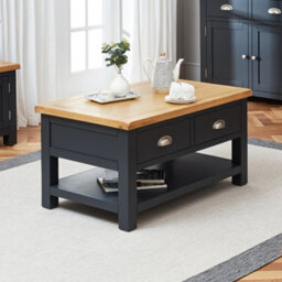 The Furniture Market Cotswold Charcoal Grey Painted 2 Drawer Coffee Table