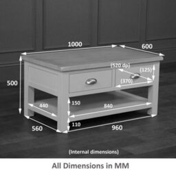 The Furniture Market Cotswold Charcoal Grey Painted 2 Drawer Coffee Table - thumbnail 7