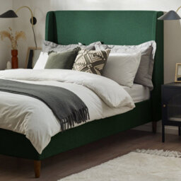 Furniturebox Uk Double Bed - 'hana' Upholstered Green Modern Double Bed Frame Only (No Mattress) - 100% Recycled Eco Fabric - thumbnail 3