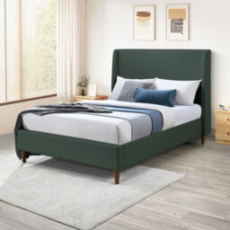 Furniturebox Uk Double Bed - 'hana' Upholstered Green Modern Double Bed Frame Only (No Mattress) - 100% Recycled Eco Fabric - thumbnail 1
