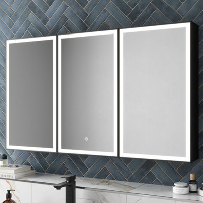 Affine Triple Door Led Bathroom Mirror Cabinet Demister Shaver Socket Touch 700X600mm - image 1
