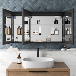 Affine Triple Door Led Bathroom Mirror Cabinet Demister Shaver Socket Touch 700X600mm - thumbnail 3