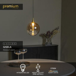Lucide Gisela Led Glass Ceiling Pendant Light Amber - thumbnail 2