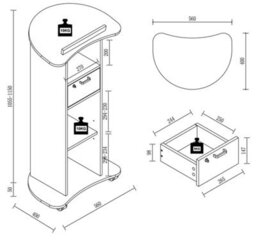 Vcm Wood Standing Desk Speaker Console Rolls Redola - thumbnail 4