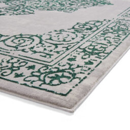 Green Silver Rug, Traditional Bordered Rug, 11mm Thick Abstract Rug, Green Silver Rug For Dining Room-80Cm X 150Cm - thumbnail 5