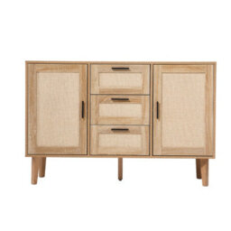 Living And Home Wooden Sideboard Storage Cabinet With 3 Drawers - thumbnail 2