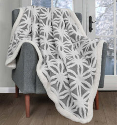 Velosso Thermal Soft Jacquard Sherpa Backed Throw Blanket For Sofa, Bed, Couch - 150Cm X 200Cm  - Grey