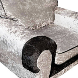 Furnishings For Less UK Chelsea Black And Silver Crushed Velvet Armchair Rolled Arms Single Seater - thumbnail 2