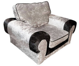 Furnishings For Less UK Chelsea Black And Silver Crushed Velvet Armchair Rolled Arms Single Seater