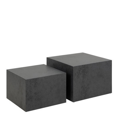 Furniture To Go Dice Square Coffee Table Set In Black Ocean Rough Paper - image 1
