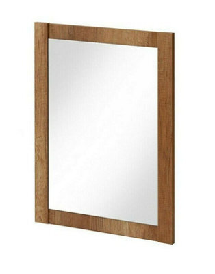 Impact Furniture Bathroom Mirror 600mm Wall Mounted Rectangular 60Cm Oak Effect Frame Oak Classic - image 1