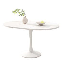 Matteo Modern Extendable Round Dining Table - White, 100-140Cm - thumbnail 5