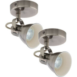 Elegant 2 Pack Wall Spot Lights In Antique Creme And Nickel Finish With Gu10 Bulbs - thumbnail 1