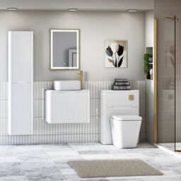 Royal Bathrooms Avenza 600mm Matte White Wall Hung Bathroom Countertop Vanity Unit 1 Drawer With Elena Basin - thumbnail 4