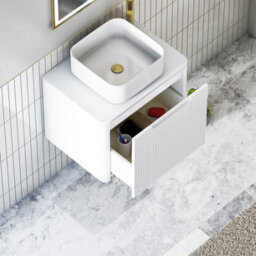 Royal Bathrooms Avenza 600mm Matte White Wall Hung Bathroom Countertop Vanity Unit 1 Drawer With Elena Basin - thumbnail 5