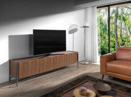 Angel Cerda Stylish Walnut And Dark Steel Tv Stand For Modern Living Rooms - thumbnail 2