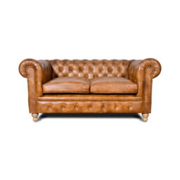 2 Seater Real Genuine Leather Chesterfield Sofa Brown Tan Hard Wood Frame 158Cm - thumbnail 7