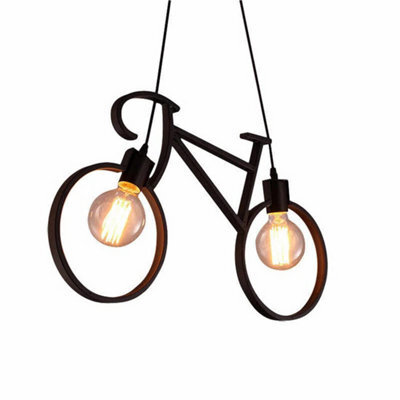 Modern 2 Light Bicycle Chandelier  Adjustable Iron Bike Pendant Ceiling Light For Dining Room, Bar, Bedroom Without Bulb - image 1