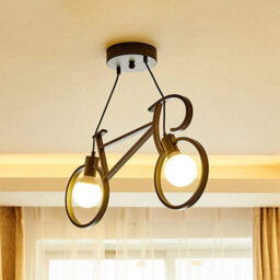 Modern 2 Light Bicycle Chandelier  Adjustable Iron Bike Pendant Ceiling Light For Dining Room, Bar, Bedroom Without Bulb - thumbnail 8
