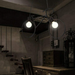 Modern 2 Light Bicycle Chandelier  Adjustable Iron Bike Pendant Ceiling Light For Dining Room, Bar, Bedroom Without Bulb - thumbnail 6
