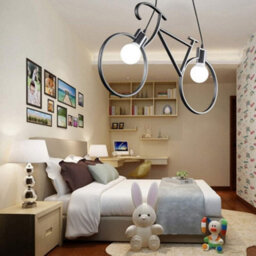 Modern 2 Light Bicycle Chandelier  Adjustable Iron Bike Pendant Ceiling Light For Dining Room, Bar, Bedroom Without Bulb - thumbnail 3