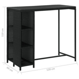 Berkfield 5 Piece Garden Bar Set With Cushions Poly Rattan Black - thumbnail 9