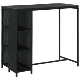 Berkfield 5 Piece Garden Bar Set With Cushions Poly Rattan Black - thumbnail 2