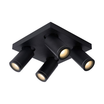 Lucide Taylor Modern Ceiling Spotlight Bathroom - Led Dim To Warm - Gu10 - 4X5W 2200K/3000K - Ip44 - Black - image 1