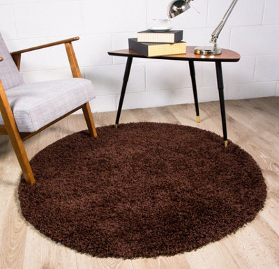 Loomed Soft Value Brown Shaggy Area Rug 135X135Cm - image 1