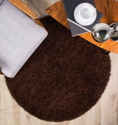 Loomed Soft Value Brown Shaggy Area Rug 135X135Cm - thumbnail 2