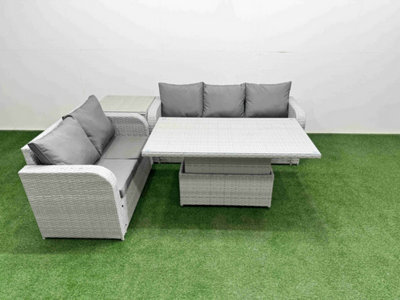 Fimous 5 Seater Pe Rattan Wicker Garden Furniture Conservatory Sofa Set Adjustable Lifting Table Side Table - image 1
