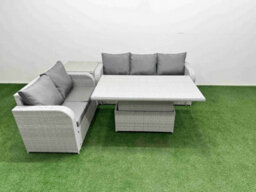 Fimous 5 Seater Pe Rattan Wicker Garden Furniture Conservatory Sofa Set Adjustable Lifting Table Side Table - thumbnail 1