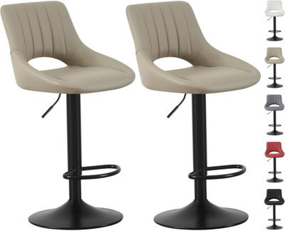 MCC Direct Set Of 2 Height Adjustable Kitchen Bar Stools Breakfast Chairs With Footrest Brown Stacey - image 1