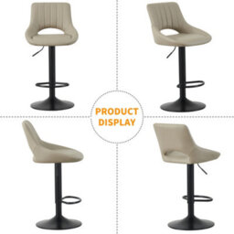 MCC Direct Set Of 2 Height Adjustable Kitchen Bar Stools Breakfast Chairs With Footrest Brown Stacey - thumbnail 4
