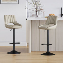 MCC Direct Set Of 2 Height Adjustable Kitchen Bar Stools Breakfast Chairs With Footrest Brown Stacey - thumbnail 5