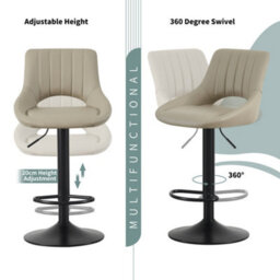MCC Direct Set Of 2 Height Adjustable Kitchen Bar Stools Breakfast Chairs With Footrest Brown Stacey - thumbnail 3