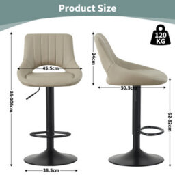 MCC Direct Set Of 2 Height Adjustable Kitchen Bar Stools Breakfast Chairs With Footrest Brown Stacey - thumbnail 6