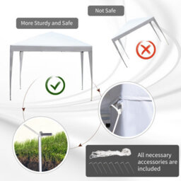 Outsunny 3 X 3M Garden Pop Up Gazebo Marquee Party Tent Wedding Canopy White - thumbnail 6