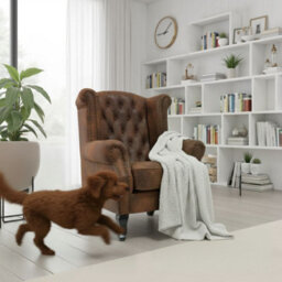 Faux Leather Wingback Armchair Button Back Stud Detail Wooden Legs Fireside Chair - thumbnail 8