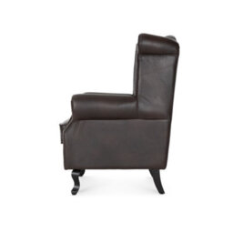 Faux Leather Wingback Armchair Button Back Stud Detail Wooden Legs Fireside Chair - thumbnail 5