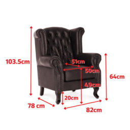 Faux Leather Wingback Armchair Button Back Stud Detail Wooden Legs Fireside Chair - thumbnail 7