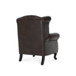 Faux Leather Wingback Armchair Button Back Stud Detail Wooden Legs Fireside Chair - thumbnail 4