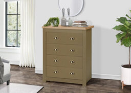 Chest Of Drawers Olive Green Birlea Highgate 4 Drawer & Oak Farmhouse Shabby Chic